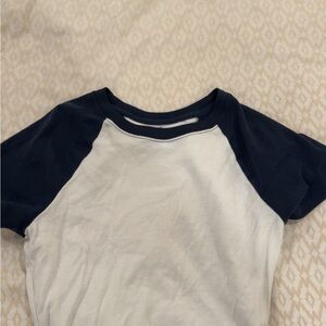Navy and White Raglan T-Shirt